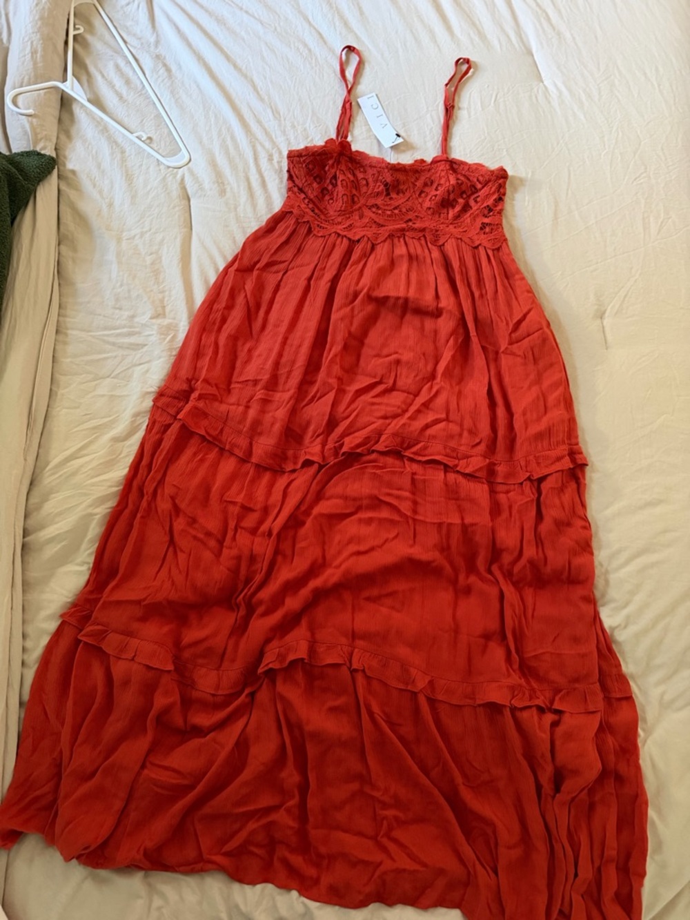 BRAND NEW Rust Crochet Bodice Maxi Dress